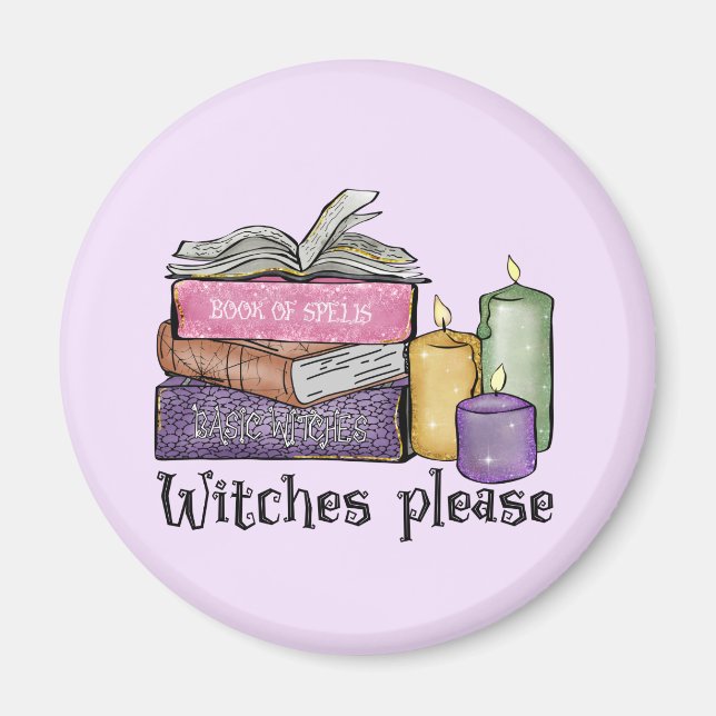 Witches Please – Stack of Witchy Books Magnet (Front)