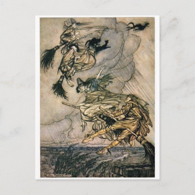 Witches Ride vintage postcard (Front)