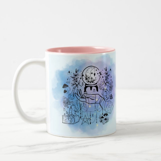 Witches' Sight: Mystical Visionary Design Two-Tone Coffee Mug (Left)