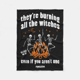 Witches Skeletons Dancing Funny Halloween Costume  Fleece Blanket