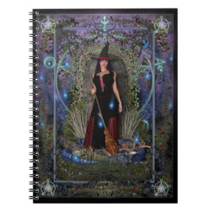 Witches Spellbook - Blue Moon Witch & Dragon Notebook