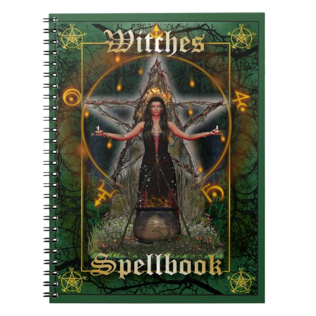 Witches Spellbook - Earth Element (Green Cover) Notebook (Front)