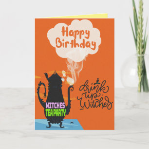 Witches Tea Party Halloween Birthday Card
