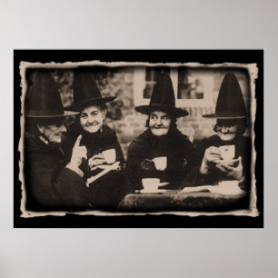 Witches Tea Party – old black/white Poster