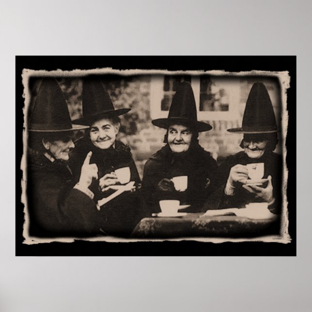 Witches Tea Party – old black/white Poster (Front)