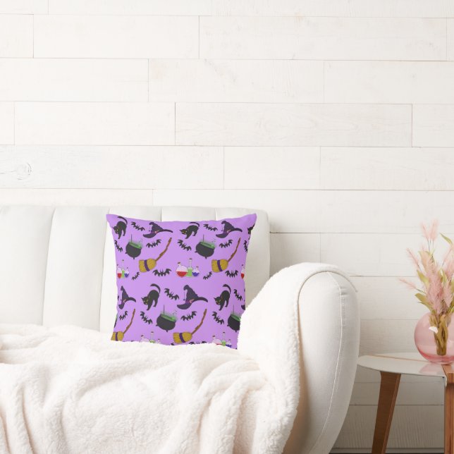 Witches Tools Pattern Throw Pillow  (Couch)