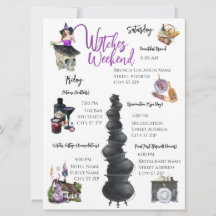 Witches Weekend Bachelorette Party Itinerary Card