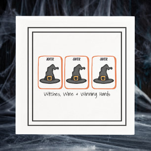 Witches, Wine & Winning Hands Halloween Mahjong Napkin