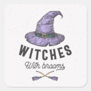 Witches with Brooms Square Sticker
