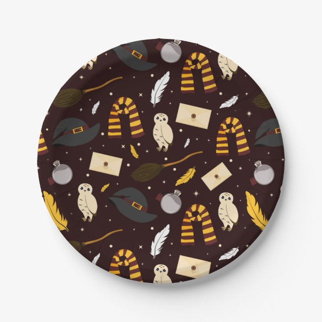 Witches, Wizards & Magic Pattern Paper Plate (Front)