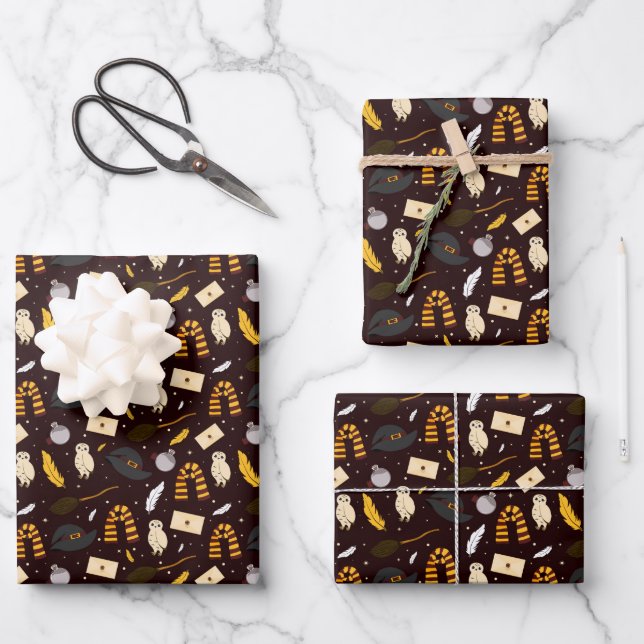 Witches, Wizards & Magic Pattern Wrapping Paper Sheet (Front)