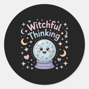 Witchful Thinking Crystal Ll Halloween Vibes Classic Round Sticker