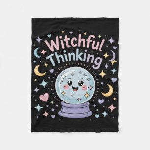 Witchful Thinking Crystal Ll Halloween Vibes Fleece Blanket