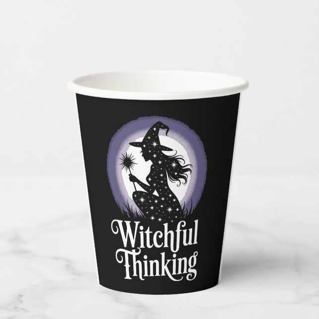 Witchful Thinking Halloween Girl T-shirt Paper Cups (Front)