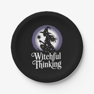 Witchful Thinking Halloween Girl T-shirt Paper Plate