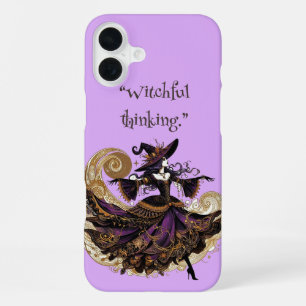 Witchful Thinking Spooky Purple Wicked Art Deco iPhone 16 Plus Case