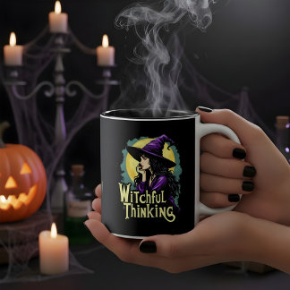 Witchfull Thinking Halloween Witch Thinking design Two-Tone Coffee Mug