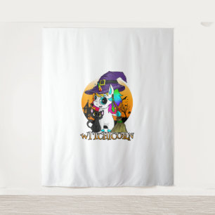 Witchicorn Unicorn Witch Halloween Black Cat Orang Tapestry