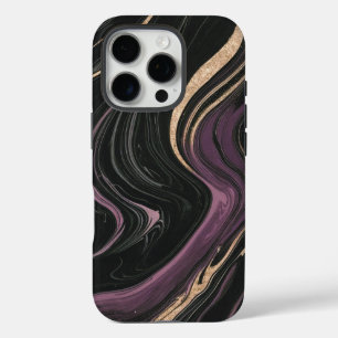 Witching Flow Dark Marble & Gold Veins iPhone 16 Pro Case