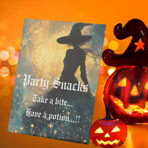 Witching Hour Halloween Party Snacks Pedestal Sign