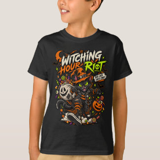 Witching Hour Riot Punk Black Cat Halloween T-Shir T-Shirt