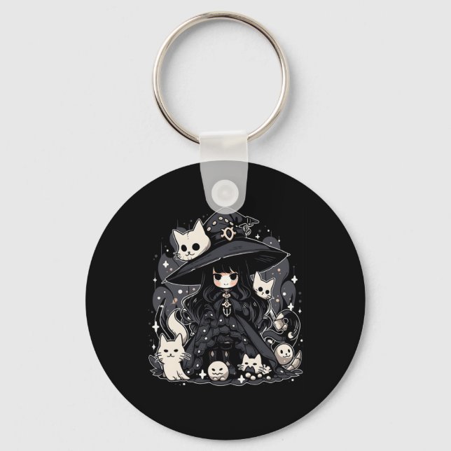 Witching Hour Trendy Halloween Graphic Design  Key Ring (Front)