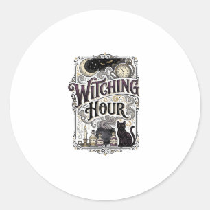 Witching Hour Vintage Engraving Witchy Design_1 Classic Round Sticker