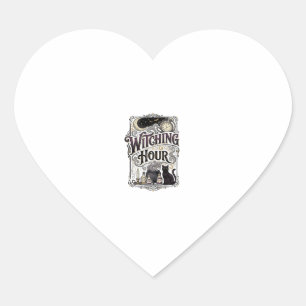 Witching Hour Vintage Engraving Witchy Design_1 Heart Sticker