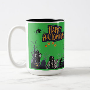 Witching Hour Whispers kelly green Two-Tone Coffee Mug