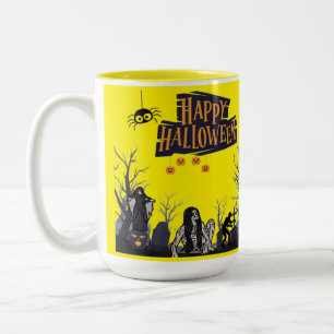 Witching Hour Whispers yellow Two-Tone Coffee Mug