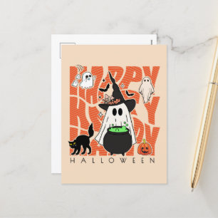 Witching Up Fun   Happy Halloween Magic & Mischief Holiday Postcard