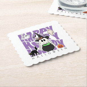 Witching Up Fun Happy Halloween Magic & Mischief Paper Coaster