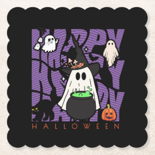 Witching Up Fun Happy Halloween Magic & Mischief Paper Coaster