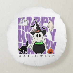 Witching Up Fun Happy Halloween Magic & Mischief Round Cushion