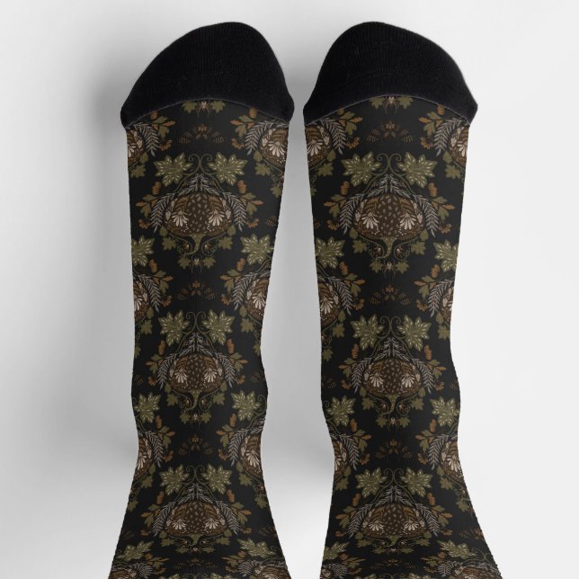 Witching Vine Folkloric Halloween Pumpkin Pattern  Socks (Top)