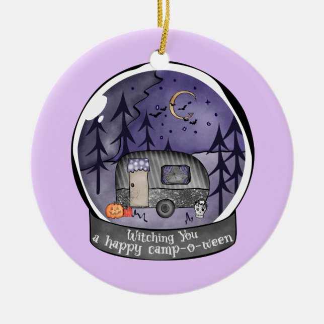 Witching You A Happy Camp-O-Ween Ceramic Ornament (Front)