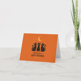 Witching You a Happy Halloween Black Cats Thank You Card