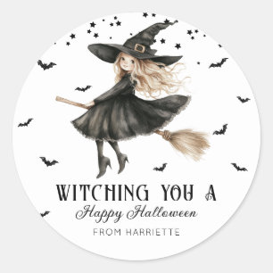 Witching You A happy Halloween Witch Classic Round Sticker
