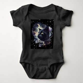 Witchling Dreams Black Cat and Stars Baby Bodysuit