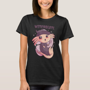 Witcholotl Funny Halloween Axolotl Witch Kids Girl T-Shirt