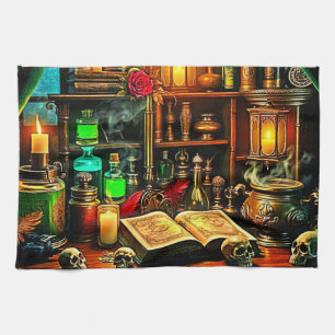 Witch's Altar Mystical Night Brew Design Tea Towel
