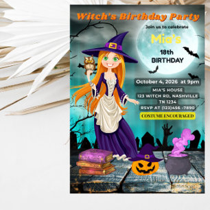 Witch's Birthday Party Halloween Party Invitation