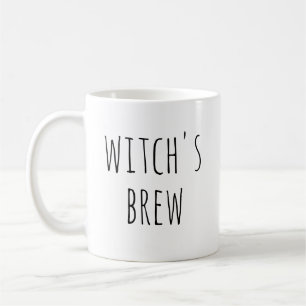 Witchs Brew   Cute Black & White Spooky Halloween Coffee Mug