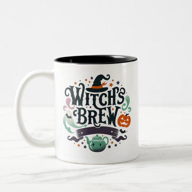Witch's Brew- Halloween  Two-Tone Coffee Mug (Left)