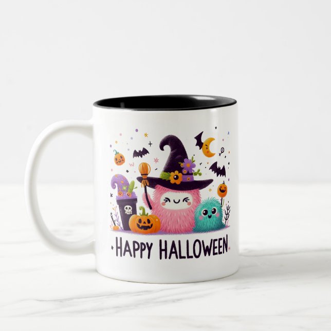 Witch's Brew- Halloween  Two-Tone Coffee Mug (Left)