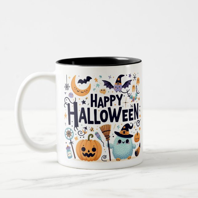 Witch's Brew- Halloween  Two-Tone Coffee Mug (Left)