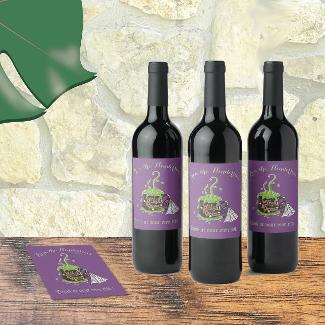 Witch's brew modern purple personalised wine label (Creator Uploaded)