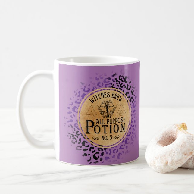 Witch's Brew Potion Design Coffee Mug Cup (With Donut)