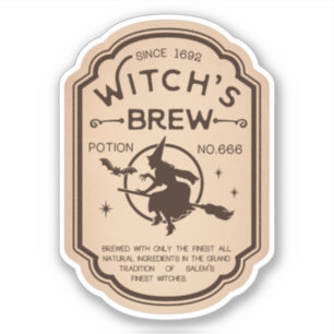 Witchs Brew Potion Vintage Label Sticker