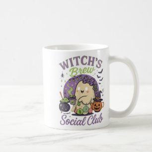 Witch's Brew Social Club Cute Ghost Cauldron Coffe Coffee Mug